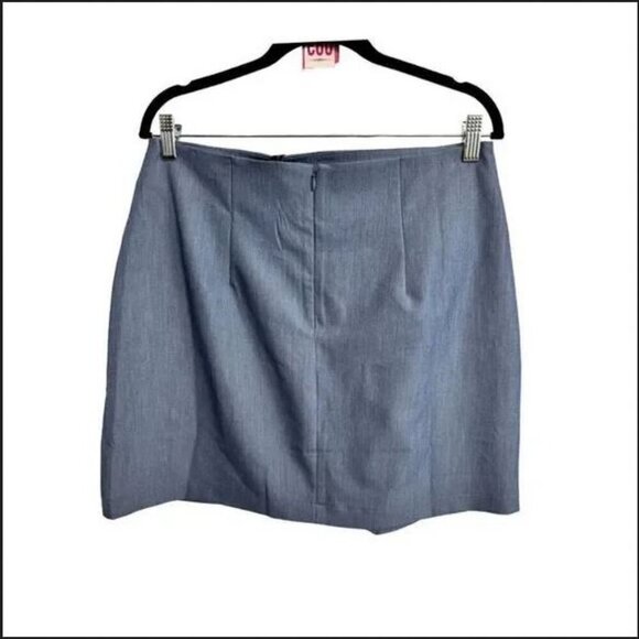 NWT BCBG Maxazria Woven Tiered Front Slit Mini Skirt Dark Chambray Blue - Picture 6 of 16